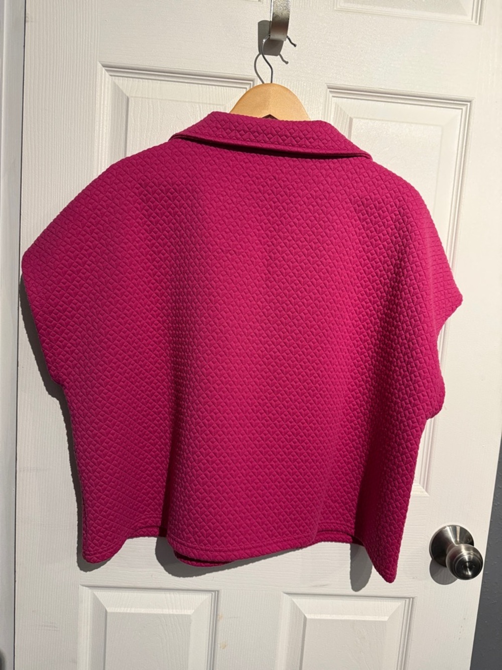 Textured Magenta Short-Sleeve Polo - Picture 2 of 4